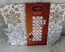 Snowflake Cutout Table Runner Silver Gold 36 x 13 St. Nicholas Square NEW BxM V