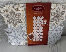 Snowflake Cutout Table Runner Silver Gold 36 x 13 St. Nicholas Square NEW BxM&V