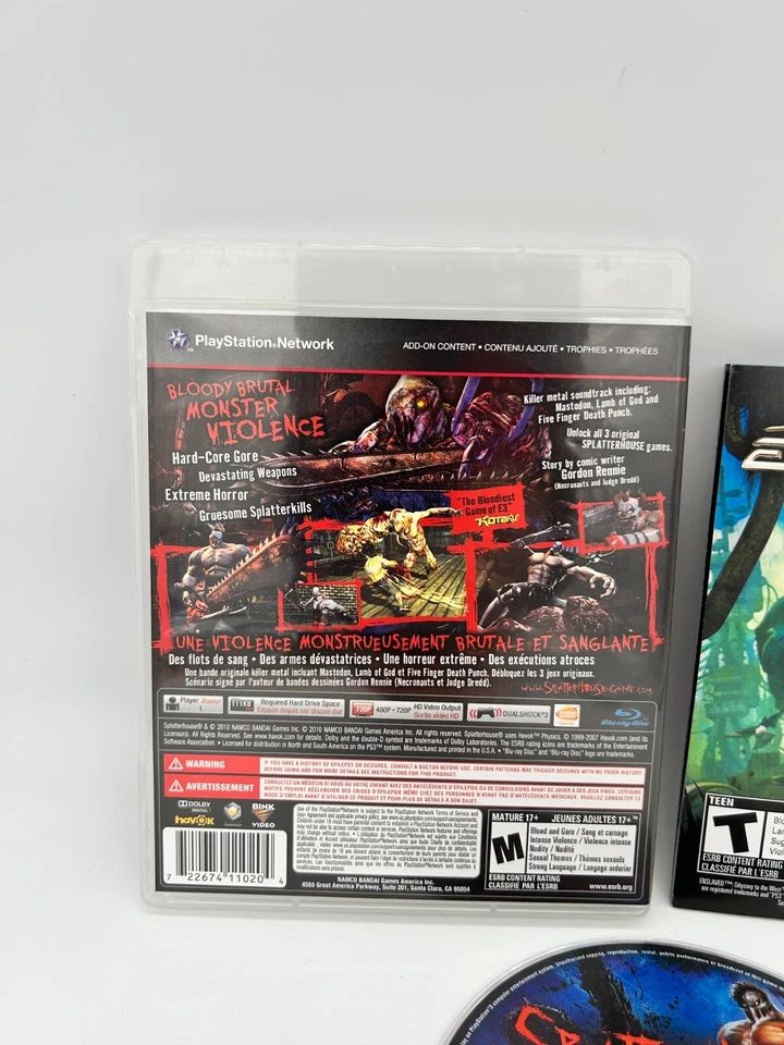 SPLATTERHOUSE Sony PlayStation 3 PS3 CIB Complete Box Manual Authentic Tested - Image 3 of 4