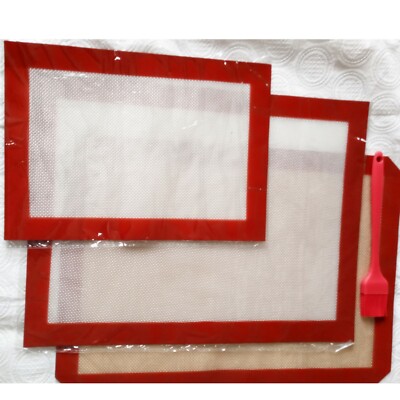 3er Set Silikon Backmatte Wiederverwendbar Antihaft Tablett Matten Kekse Gebäck Blatt