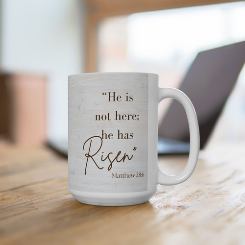 Tazza da caffè in ceramica ispiratrice - "Non è qui: è risorto" - Foto 16 di 16