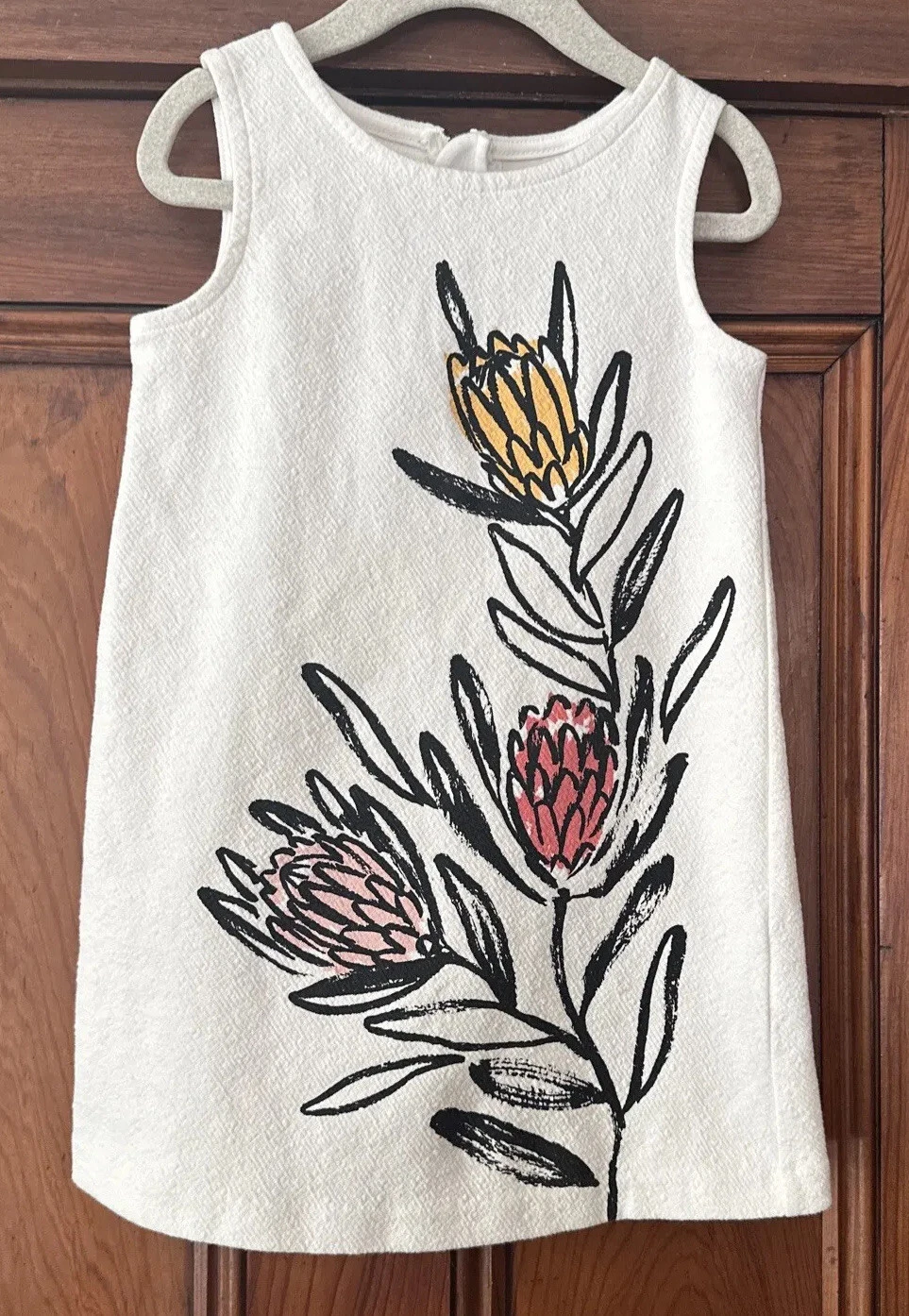 Genuine Kids By Osh Kosh Toddler Size 4T Ivory Floral Sleeveless Shift Dress