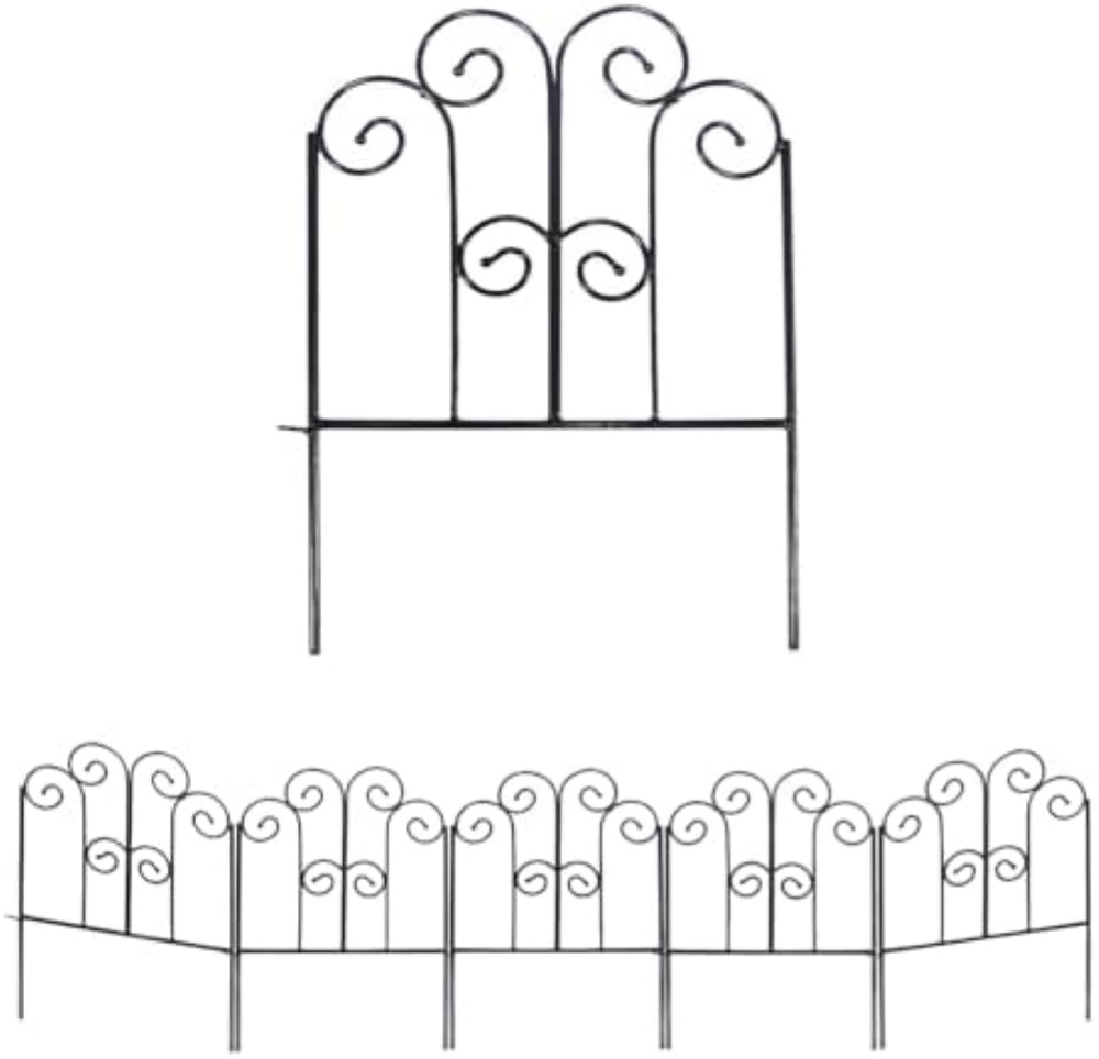 Recinto Ferro Battuto Nero 43cm x 1,5m - Decorazione Esterno 5pz