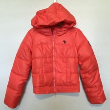 Abercrombie Fitch Kids Puffer Jacket Large Orange Hoodies Full Zip