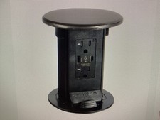 Kitchen Counter Spill Proof Pop Up 20A USB -A/C Charging Black/Stainless