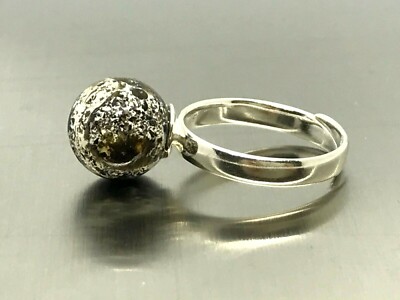 BERNSTEIN RING Geschenk Natur Baltischer Bernstein Rund Perle Größenverstellbar Silber 925 14632