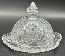 Indiana Glass Clear Oval Star Pattern 300 Child's Covered Butter Dish