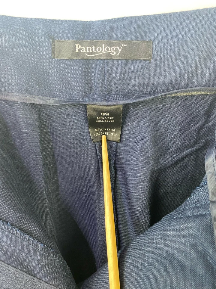 Pantology Pantalones cortos de mujer de talla grande 16W Blue Linen Feel Foto 4 de 4
