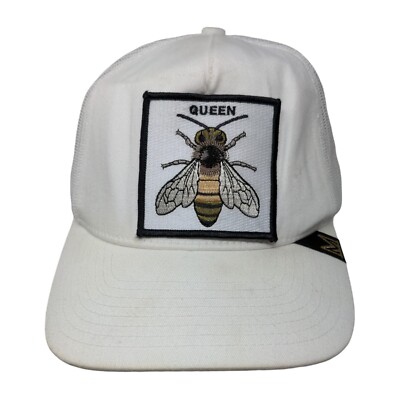 Queen Bee Snapback Trucker Hat White Embroidered Mesh Back 6 Panel Dad Hats