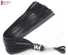 Real Genuine Cowhide Leather Heavy Duty Thuddy Finger Flogger 50 Falls Black 