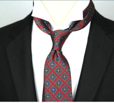 New Classic Polka Dot Red Blue JACQUARD WOVEN 100 Silk Men's Necktie Tie