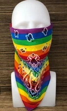 Rainbow Paisley Face Mask LGBTQ Pride Bandana | 100% Cotton Festival Cover