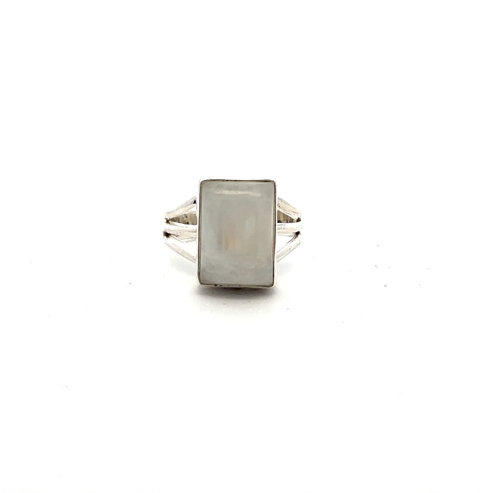 Sterling Silver Rainbow Moonstone Ring (Size 7)-Stone 10 x 14mm