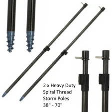 2 Storm Poles for Bivvy Brolly Umbrella Telescopic 38 - 70" PowerBore Spiral NGT