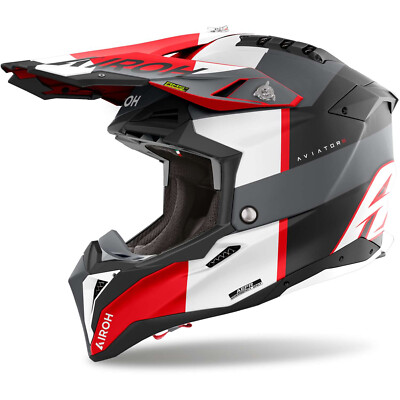 AIROH Aviator 3 Monarch schwarz matt grau rot Crosshelm 22.06 Carbon L 59/60