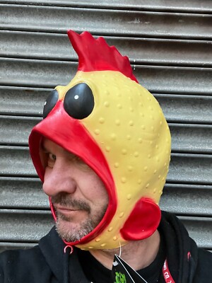 Lustige Gummi Huhn Maske Latex offenes Gesicht Tier Hahn Vogel Junggesellenabschied Masken