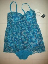 Profile Gottex Blue Birds of a Feather 1 PC Flyaway Bandeau Swimsuit Sz 8 NWT