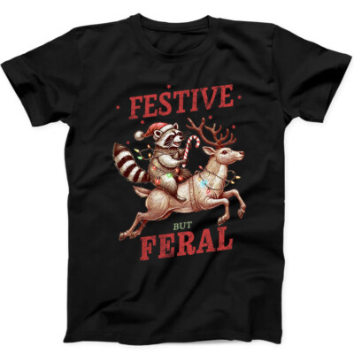 T-Shirt Weihnachten Waschbär Wild festlich lustig Geschenk schwarz 185