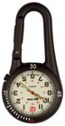Black Clip on Carabiner FOB Watch White Face for Doctors Nurses Paramedics Chefs