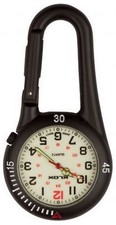 Black Clip on Carabiner FOB Watch White Face for Doctors Nurses Paramedics Chefs
