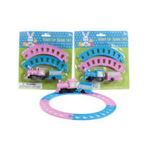 Easter Toys Wind Up Train Track Toy Play Set Engine, Cart, Curved Track Set of 2