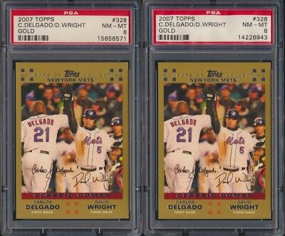 2 Card Lot 2007 Topps GOLD Wright Delgado #328 Mets Pop 2 None Higher OWN BOTH!