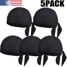 5PACK Sweat Wicking Do Doo Rag Dew Rag Helmet Liner Head Wrap Bandana Skull Caps