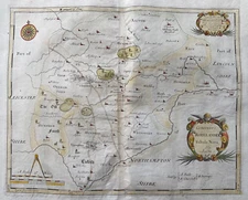 1695 Antique Morden Map Rutlandshire - from Camden's Brittania
