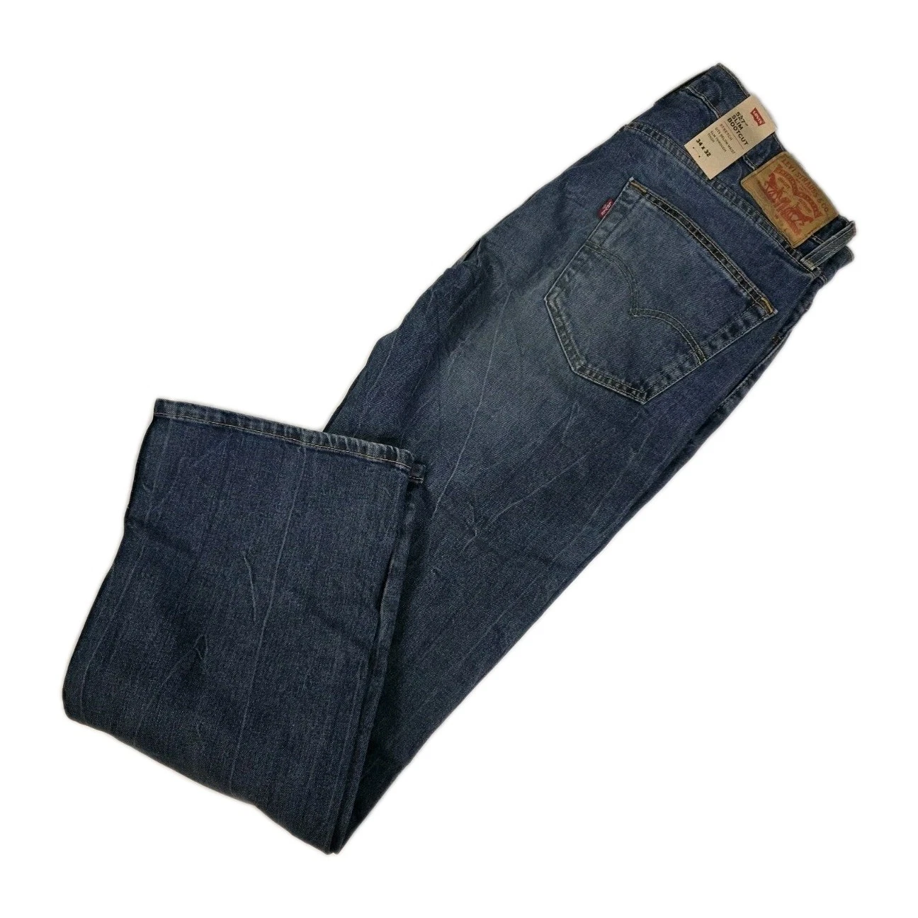 Levis 527 Jeans Mens 34x32 Slim Fit Bootcut Medium Wash Blue Denim Stretch