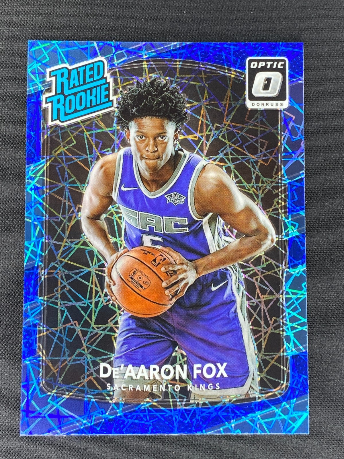 2017 Panini Donruss Optic Rated Blue Velocity Prizm #196 De'Aaron Fox Kings RC