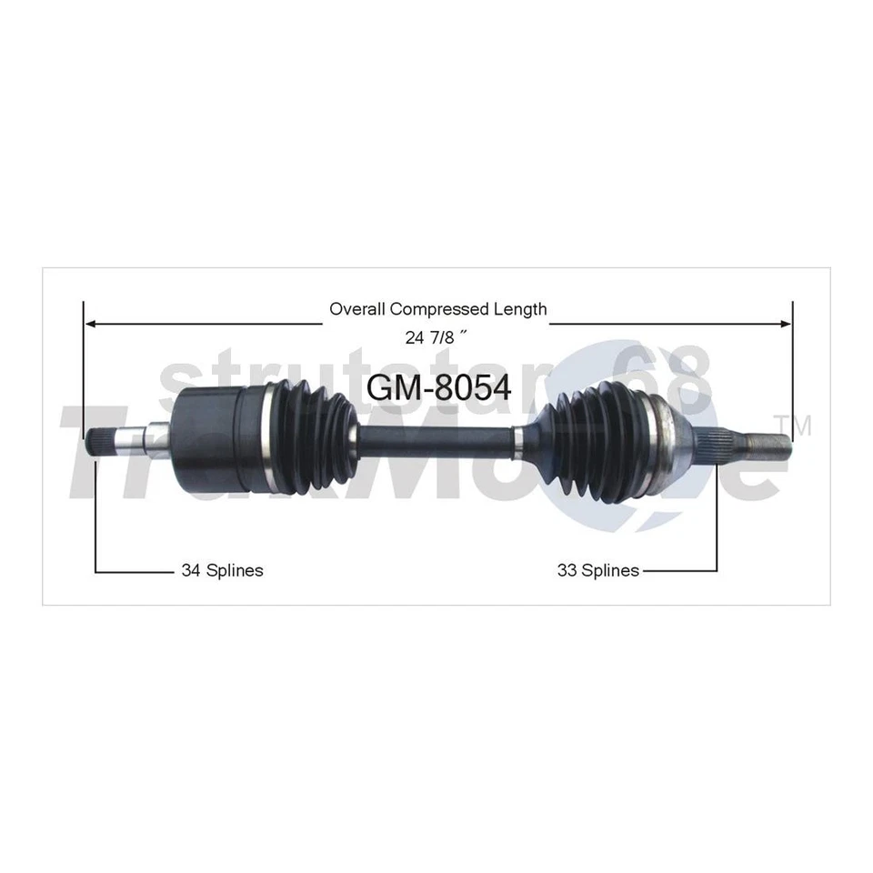 Eje delantero izquierdo delantero derecho TrakMotive CV 2 para Chevrolet Impala 2000-2011 Foto 3 de 3
