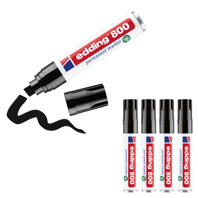 5 x edding 800 Permanentmarker schwarz Permanent Marker wasserfest 4-12mm Stift