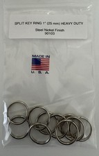 SPLIT KEY RING 1" 25 mm HEAVY DUTY Steel Nickel finish, pack of 10 Made in USA