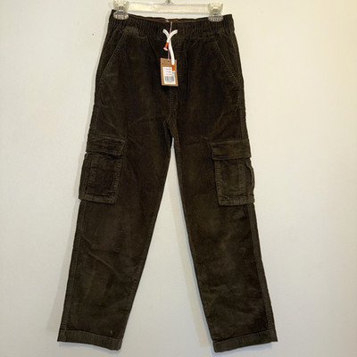NEW Mini Boden Kids' Chunky Cotton Corduroy Carpenter Pull On Pants Olive 12 Yrs