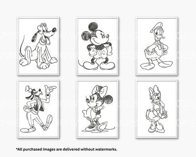 Disney Schwarz Weiß Wandbild Poster Druck Wohndeko Bild Bild Kunstwerk A4 A3