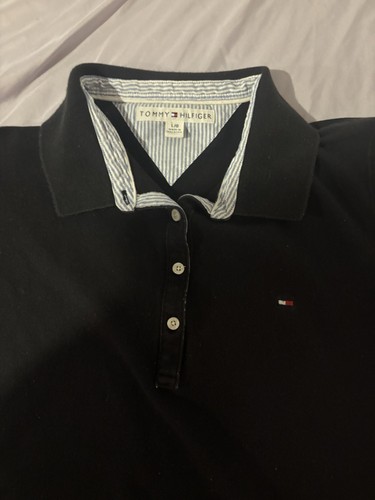 Tommy Hilfiger kids boys' size L solid black Casual short sleeve polo Used - Picture 2 of 3