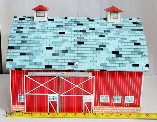 D-10 VINTAGE 1950'S OHIO ART ROLLING ACRES FARM TOY TIN RED BARN W/ACCESSORIES!