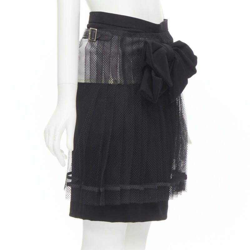 COMME DES GARCONS 2004 black XL bow buckle layered pleated COMME DES GARCONS 2004 black XL bow buckle layered pleated