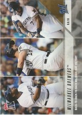 2018 TOPPS NOW #574 BACK TO BACK TO BACK HRS HIGHLIGHTS WIN AGUILAR/SHAW/THAMES