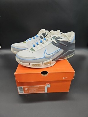 NIKE MENS 10.5 AIR TEMO PRO LOW SNEAKER WHITE SILVER BLUE Has Some Marks Used 