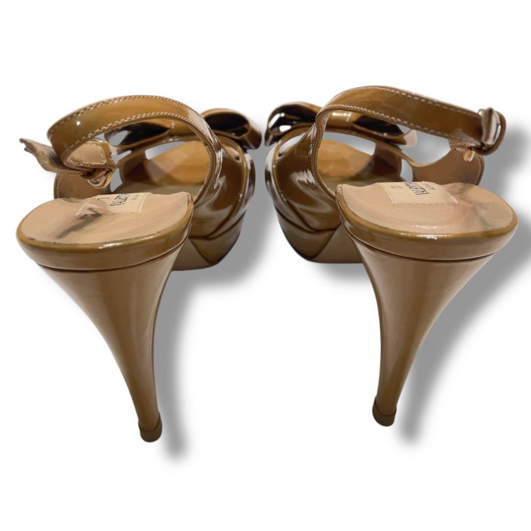 VALENTINO GARAVANI Pumps 37 Patent Leather Camel Color Elegant Design thumbnail 9