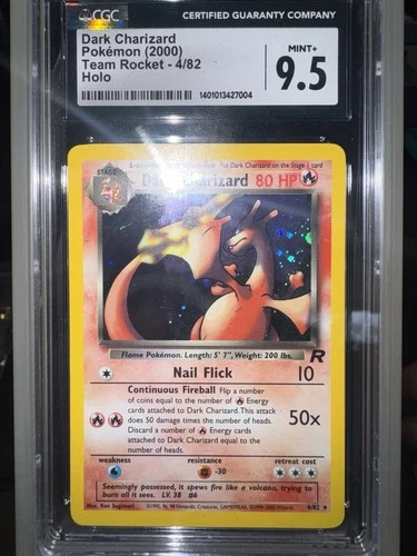 Pokémon TCG Dark Charizard Team Rocket Holo Unlimited CGC 9.5 4/82 2000 w swirl