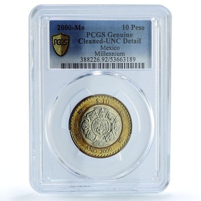Mexico 10 pesos Millennium Aztec Rev. KM-636 Genuine UNC PCGS