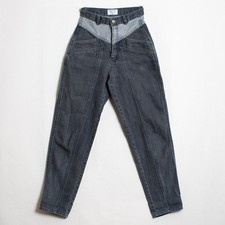 Vintage 80s Roberto Orsini High Waist Two-Tone Denim Jeans Dark Gray Size XS 24