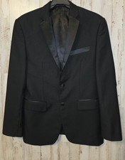 VINCI men 38Reg Blazer Sports Coat Jacket Satin Trim Formal Black