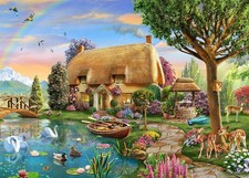 Diamond Art Painting Full Round 12"x16" 30cmx40cm Cottage on Pond