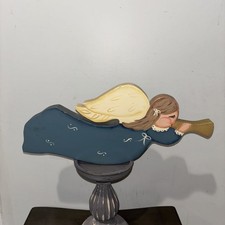 Vintage Wooden Folk Art Hanging Angel