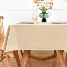 Beige Square Tablecloth 52x52 inch, Heavy Duty Polyester Fabric Table Cloth, ...