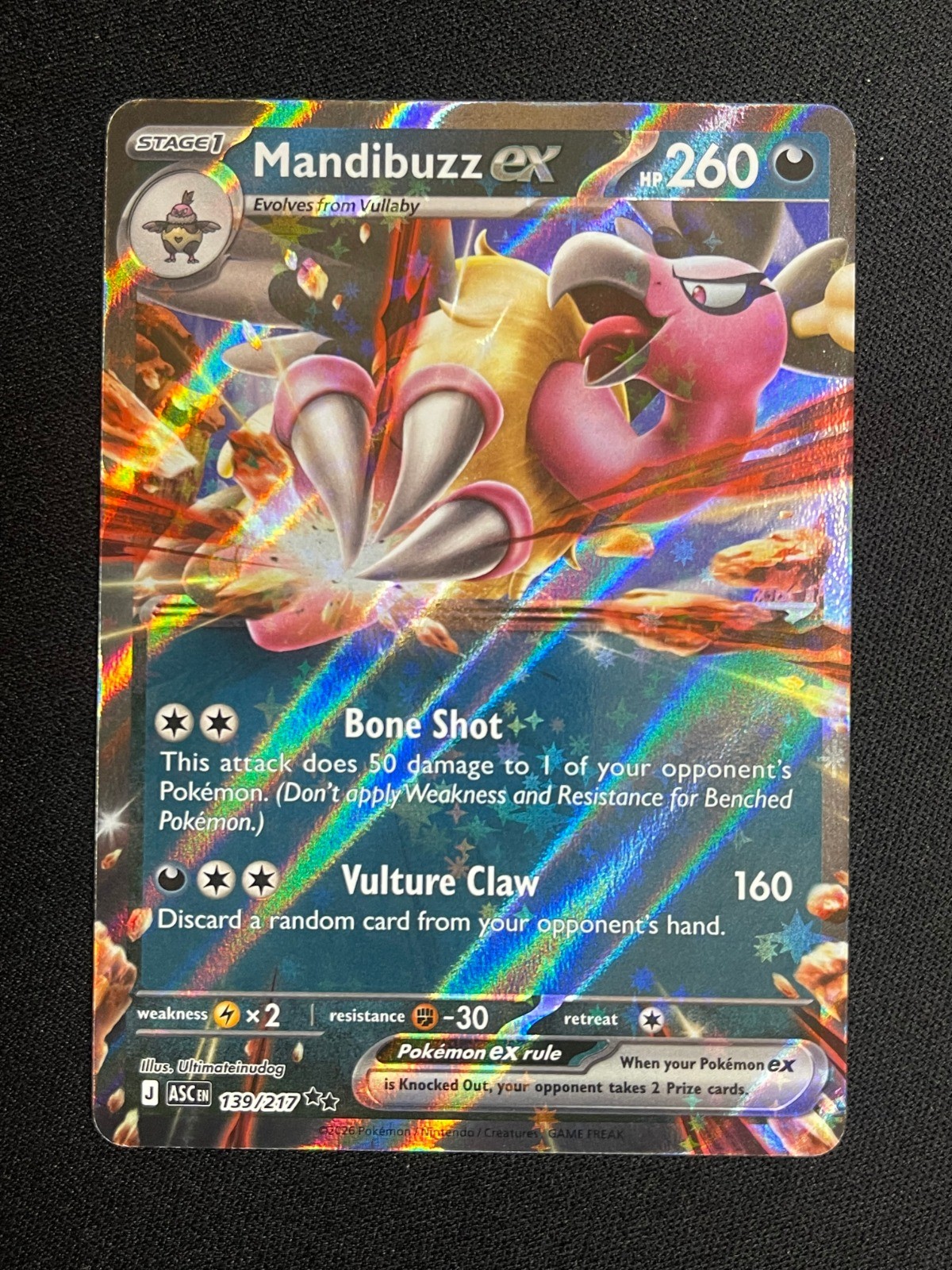 Pokemon Mandibuzz ex Double Rare ME: Ascended Heroes 139/217 NM