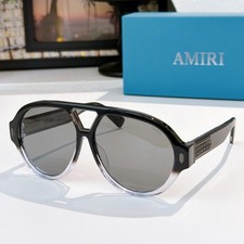 Amiri Sunset Aviator Sunglasses Black Crystal Gray Lens 62-13-145 With New Case